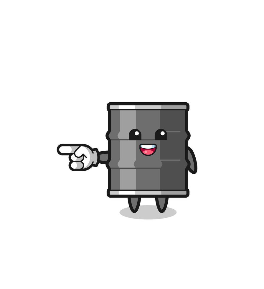 oil drum cartoon with pointing left gesture vector