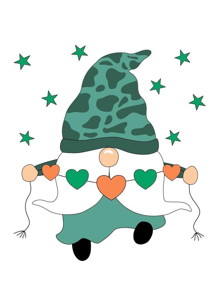 feliz día de patrick con lindos gnomos. diseñado en tonos verdes vector