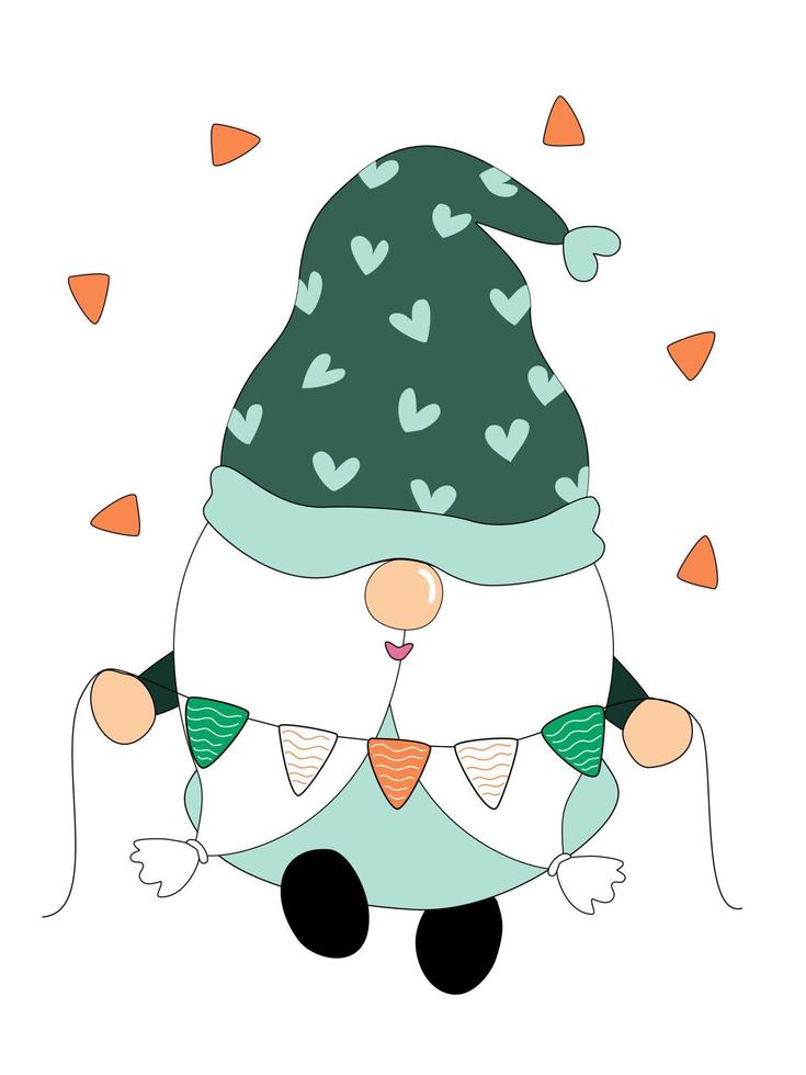 Happy Patrick's Day with cute gnomes. Designed in green tones vector