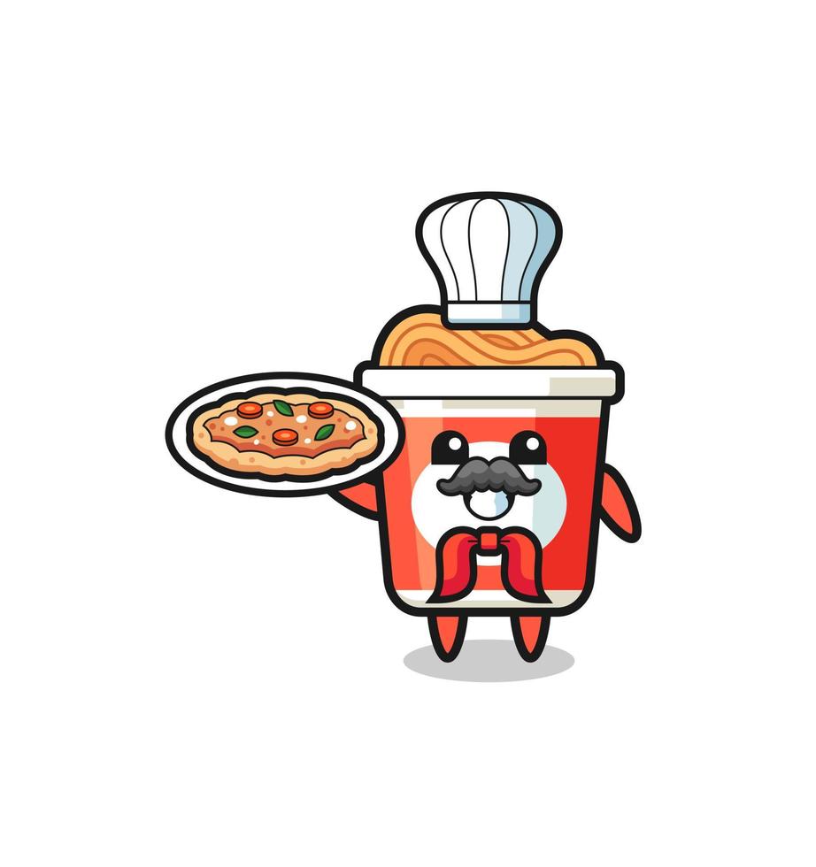 instant noodle character as Italian chef mascot vector