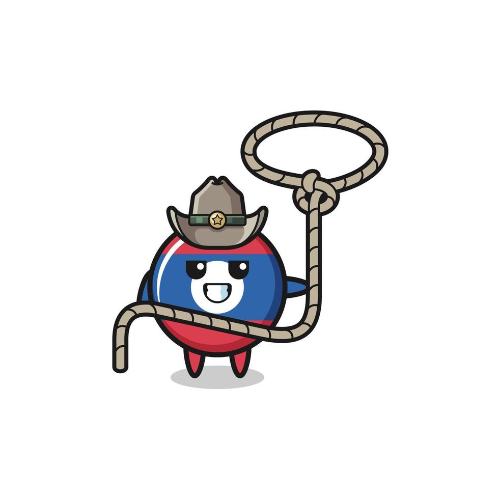 the laos flag cowboy with lasso rope vector