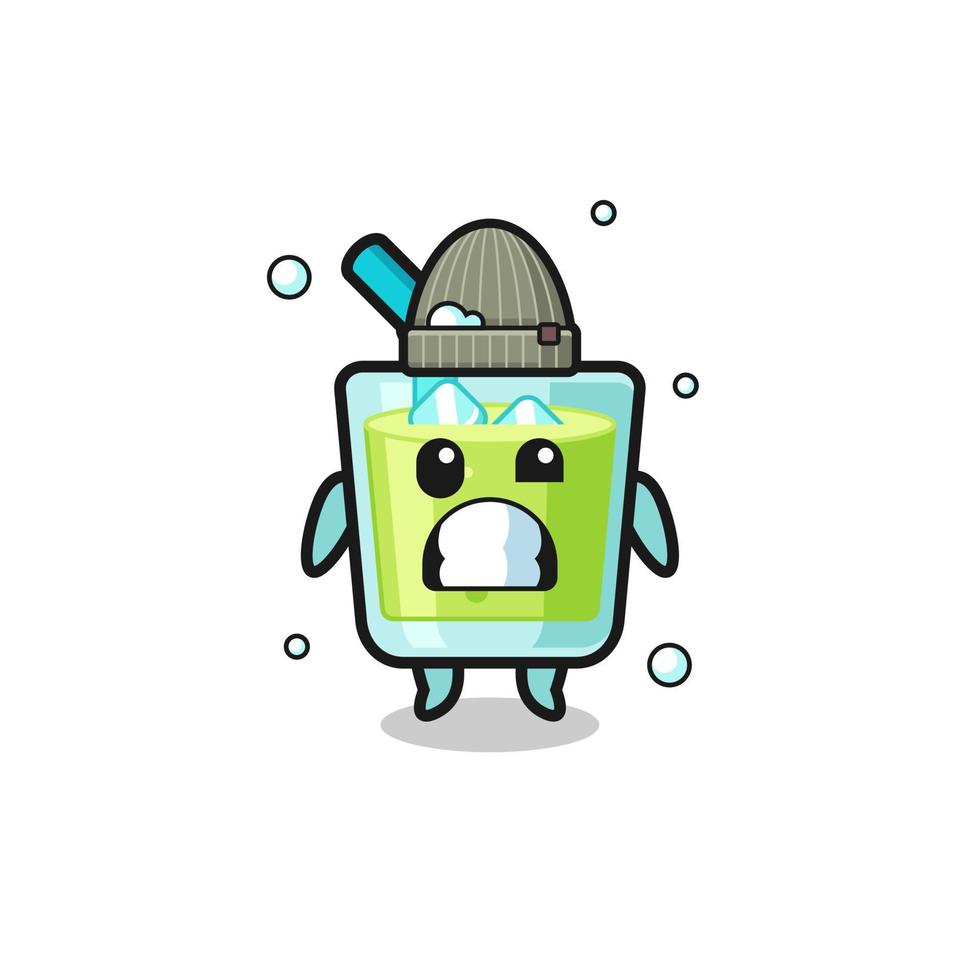 cute cartoon melon juice with shivering expression vector