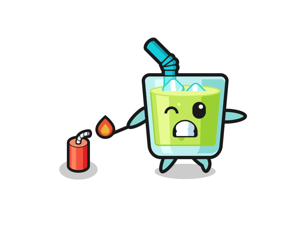 melon juice mascot illustration playing firecracker vector