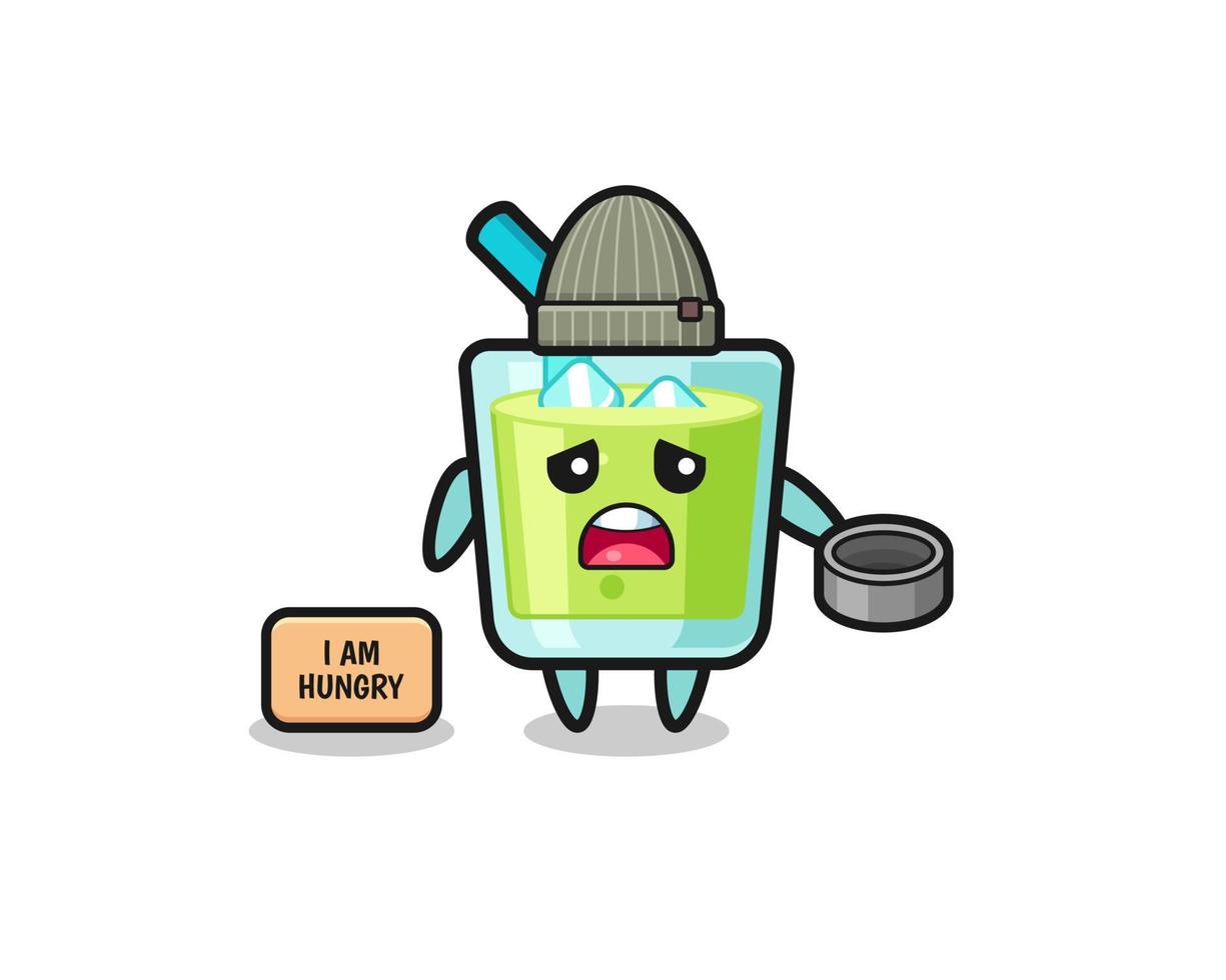 cute melon juice beggar cartoon character vector