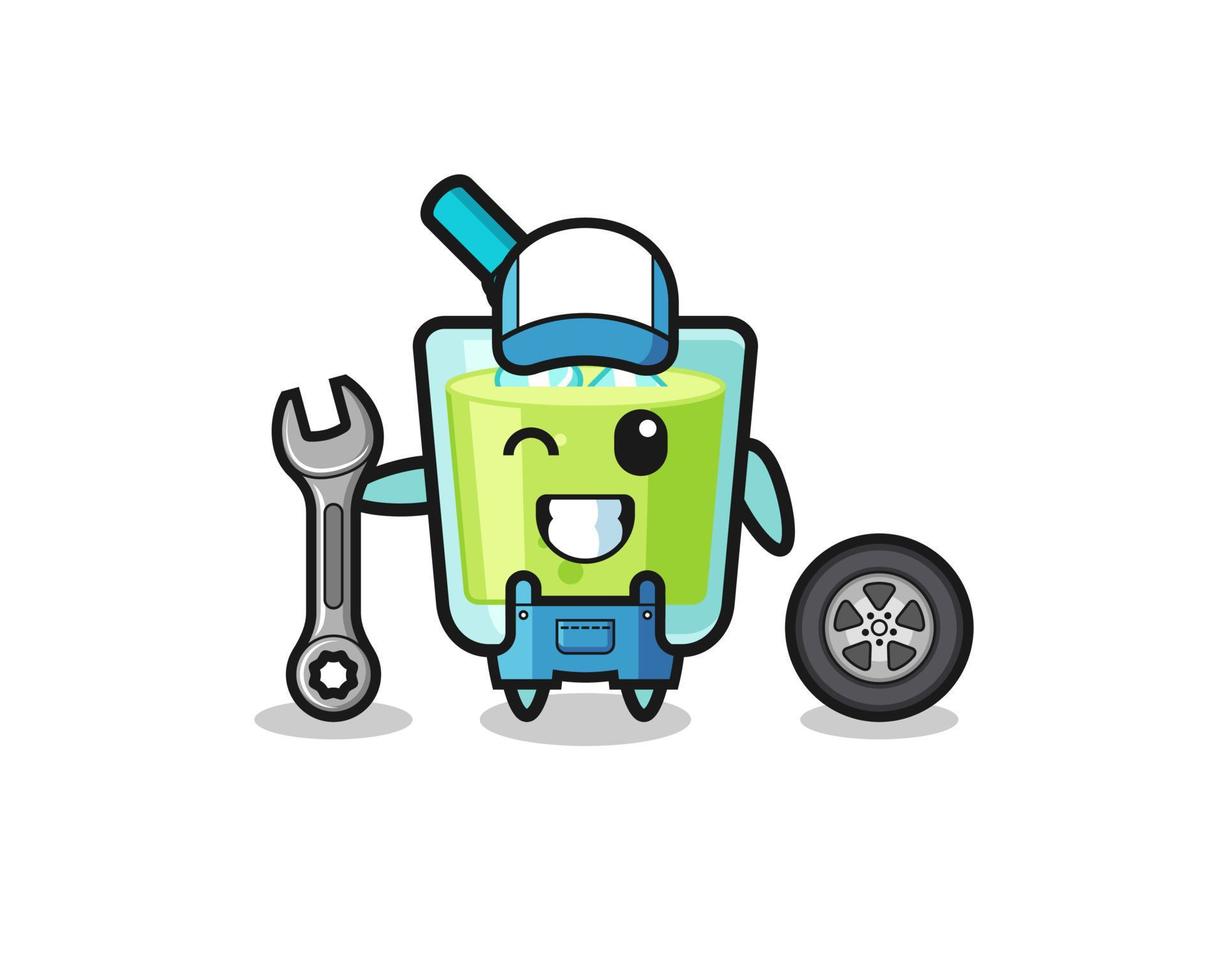 the melon juice character as a mechanic mascot vector