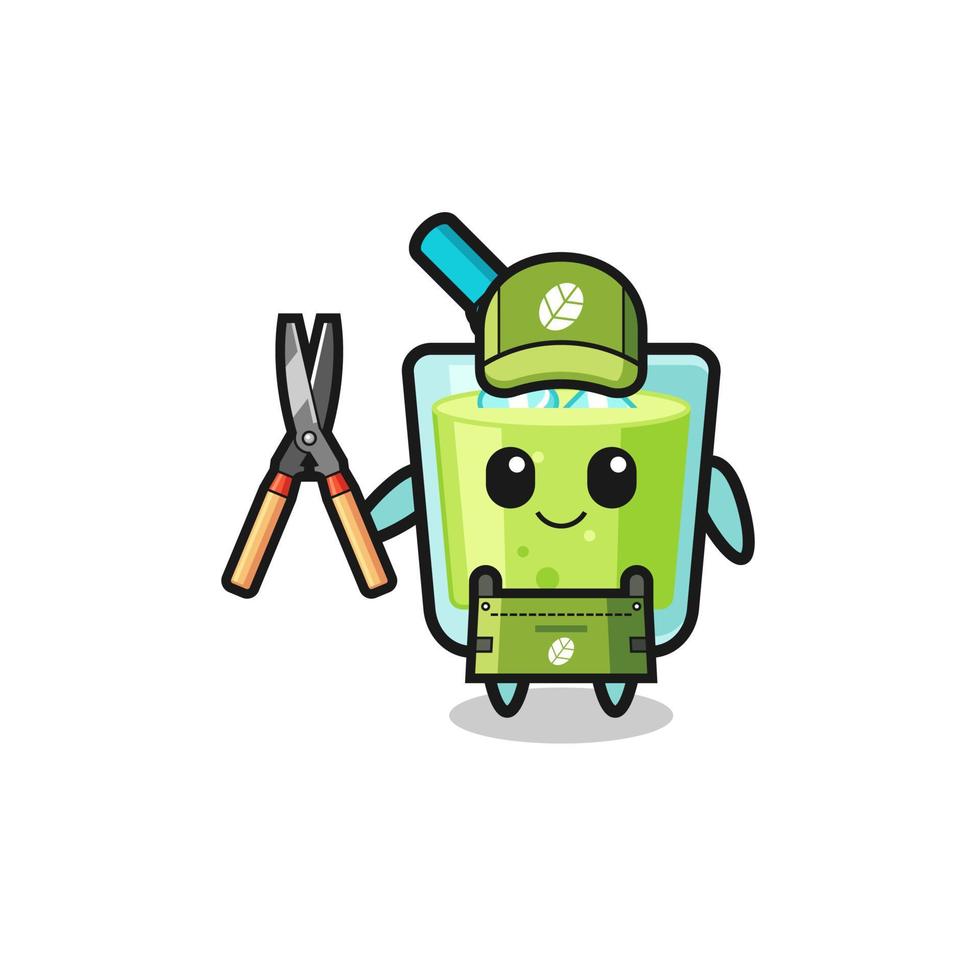 cute melon juice as gardener mascot vector