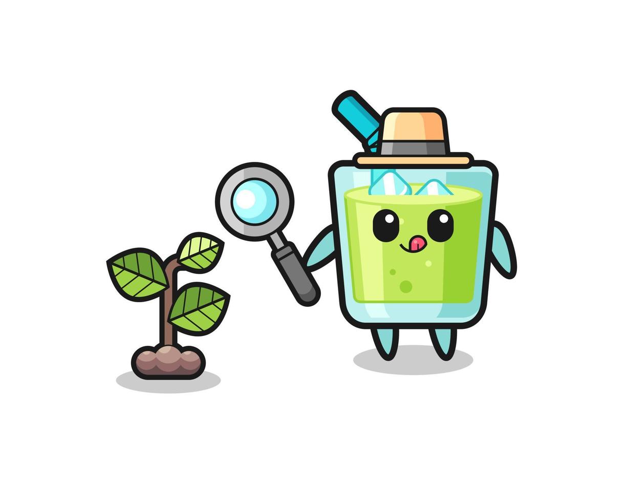 cute melon juice herbalist researching a plants vector