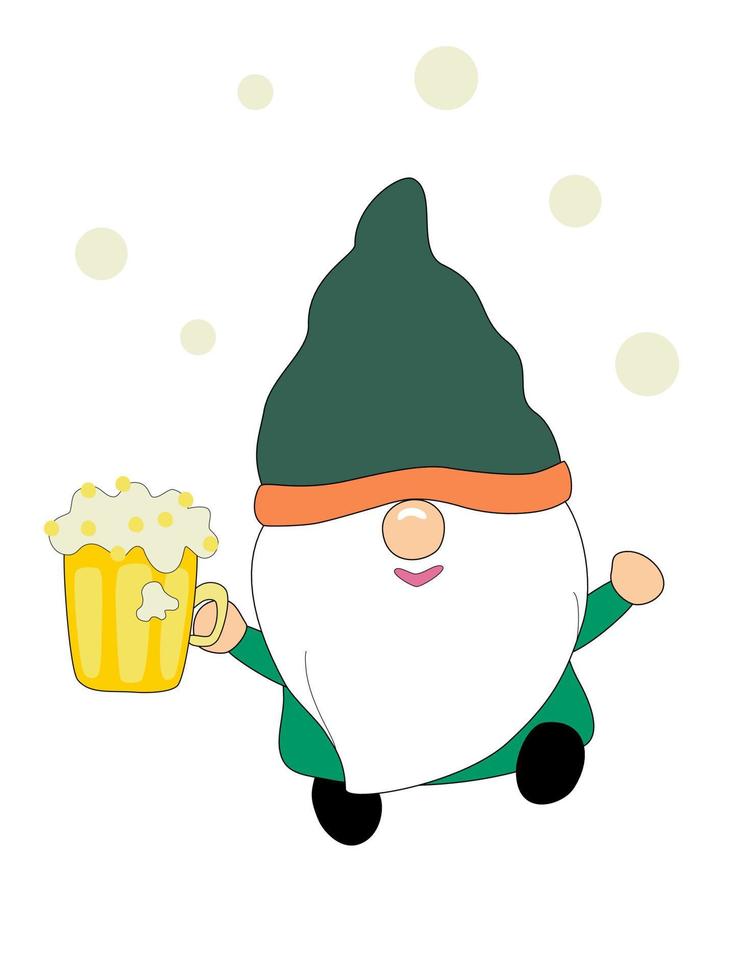 Happy Patrick's Day with cute gnomes. Designed in green tones vector