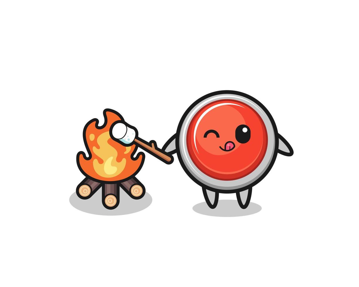 emergency panic button character is burning marshmallow vector