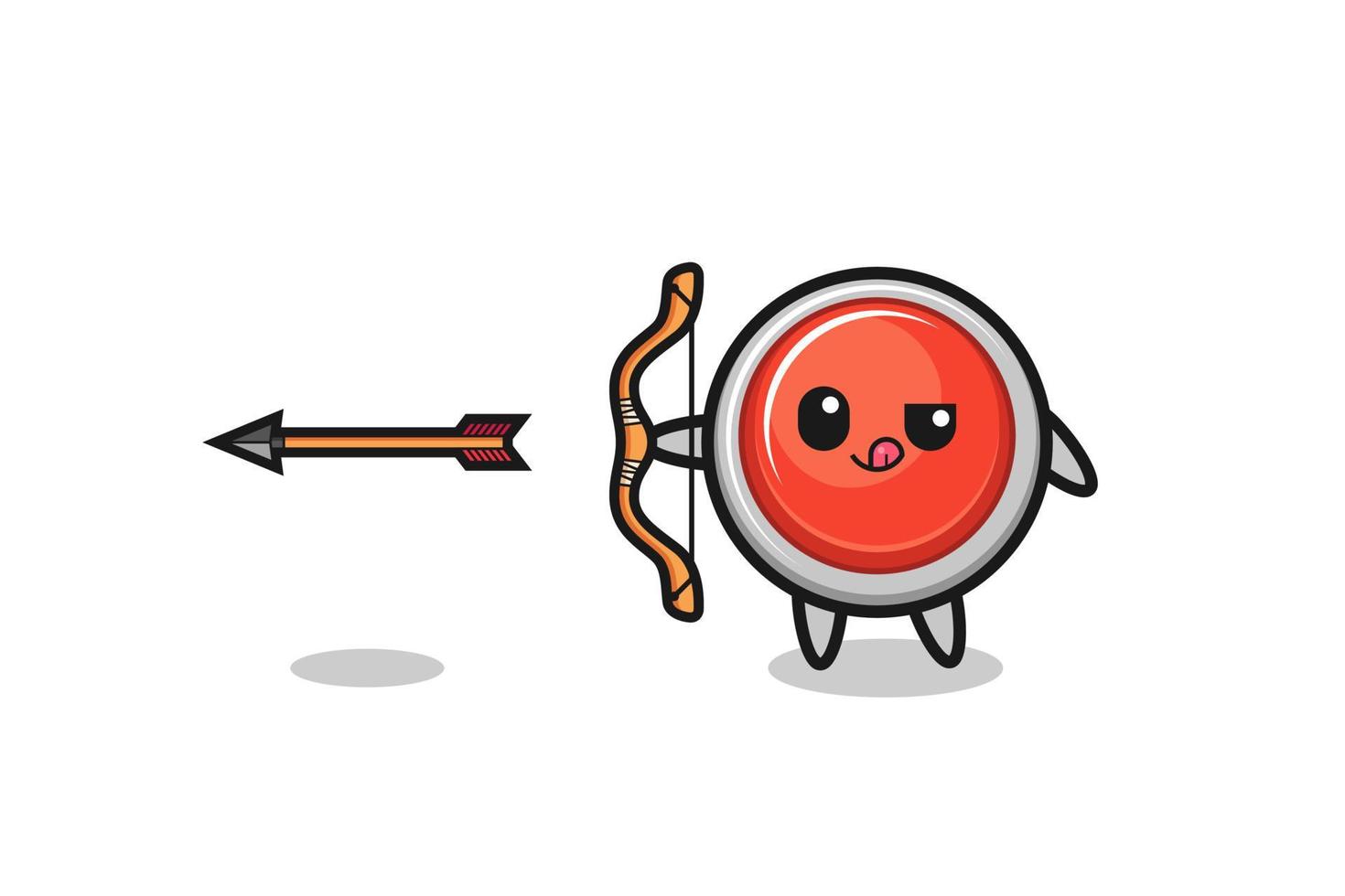 illustration of emergency panic button character doing archery vector
