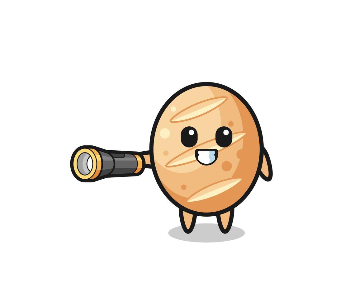 mascota de pan francés con linterna vector