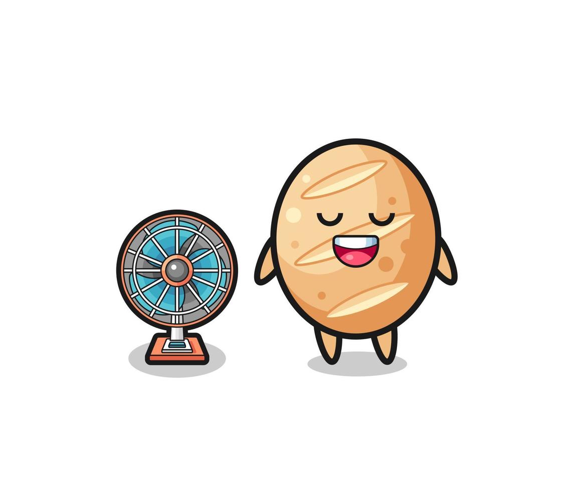 cute french bread is standing in front of the fan vector