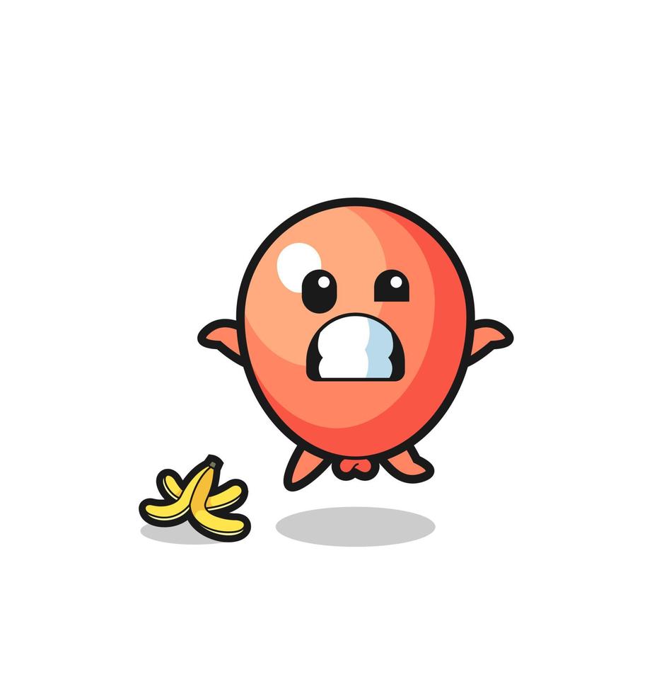 balloon cartoon is slip on a banana peel vector