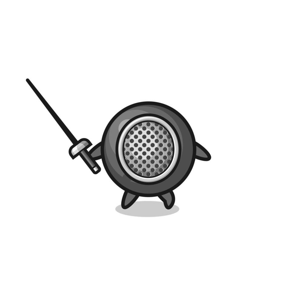 cannon ball earth cartoon as fencer mascot vector