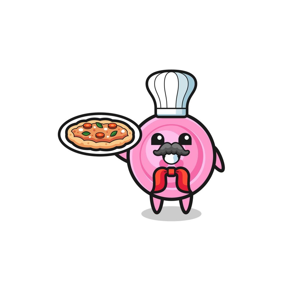 personaje de botón de ropa como mascota del chef italiano vector