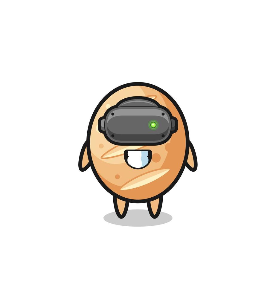 cute french bread using VR headset vector