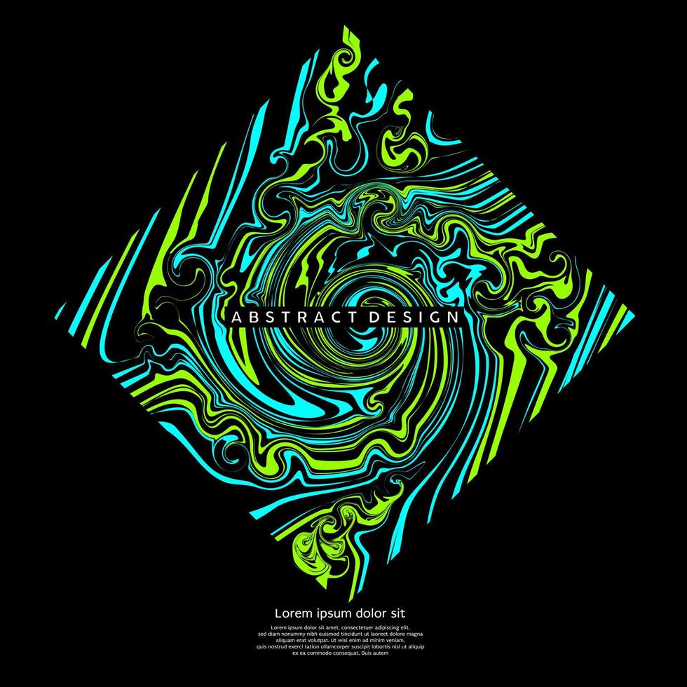 Liquid abstract art box with mixed light green and light blue paint. Vector illustration