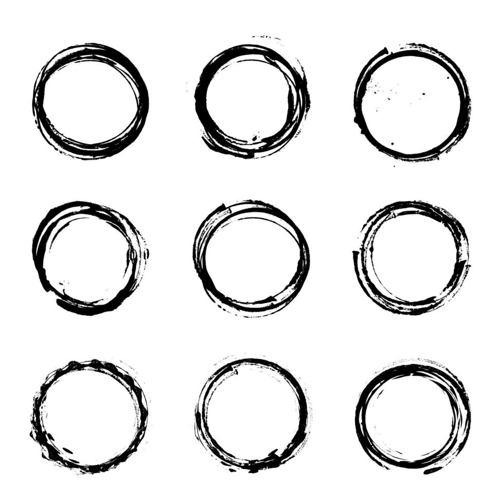 Abstract Grunge Circle Vector Set