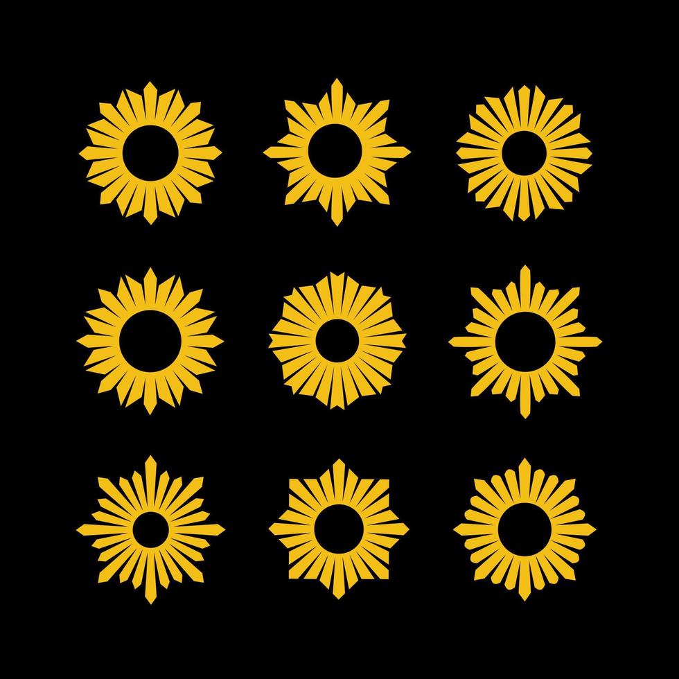 Creative Sunburst Flower Design Element Vector Set