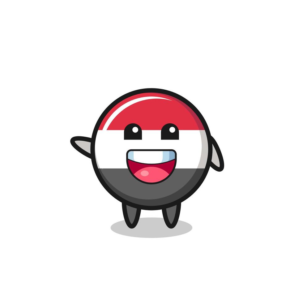 happy yemen flag cute mascot character vector