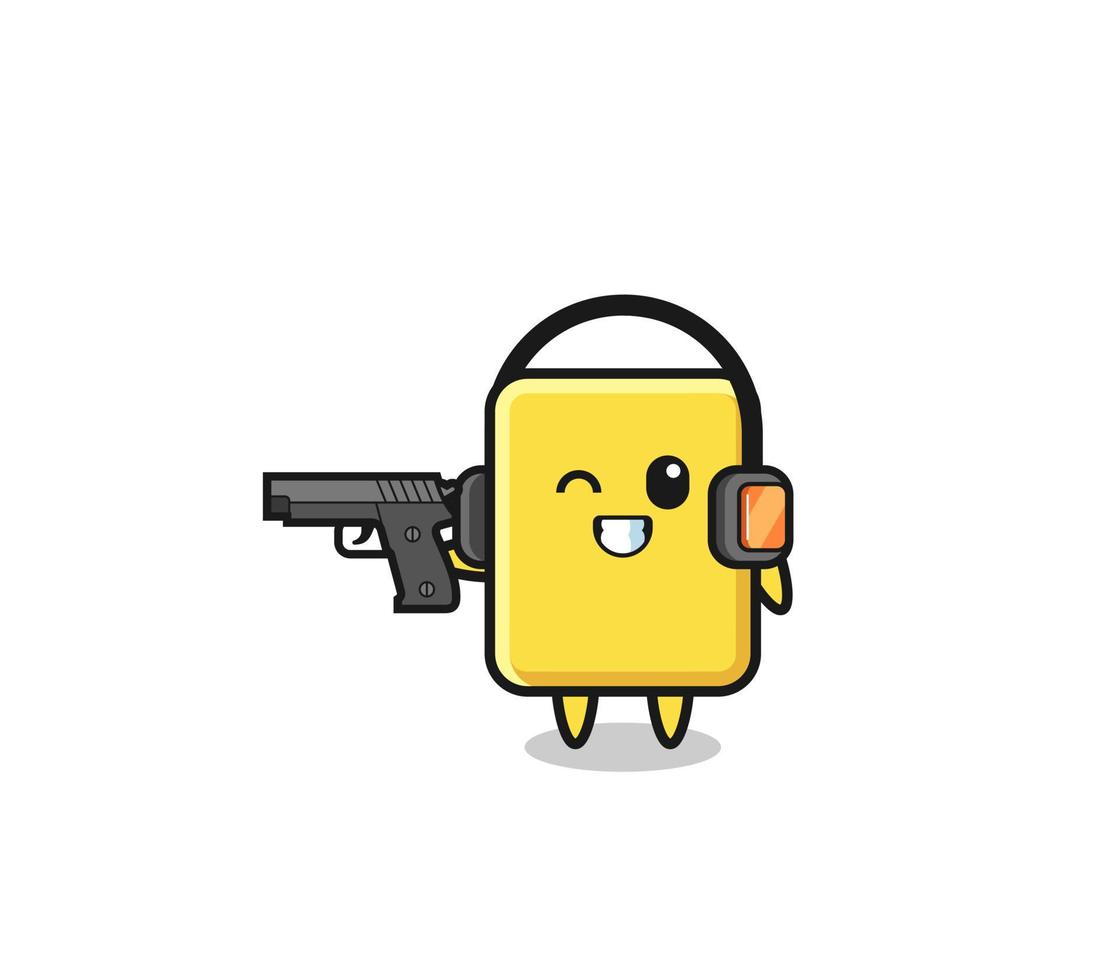 illustration of yellow card cartoon doing shooting range vector