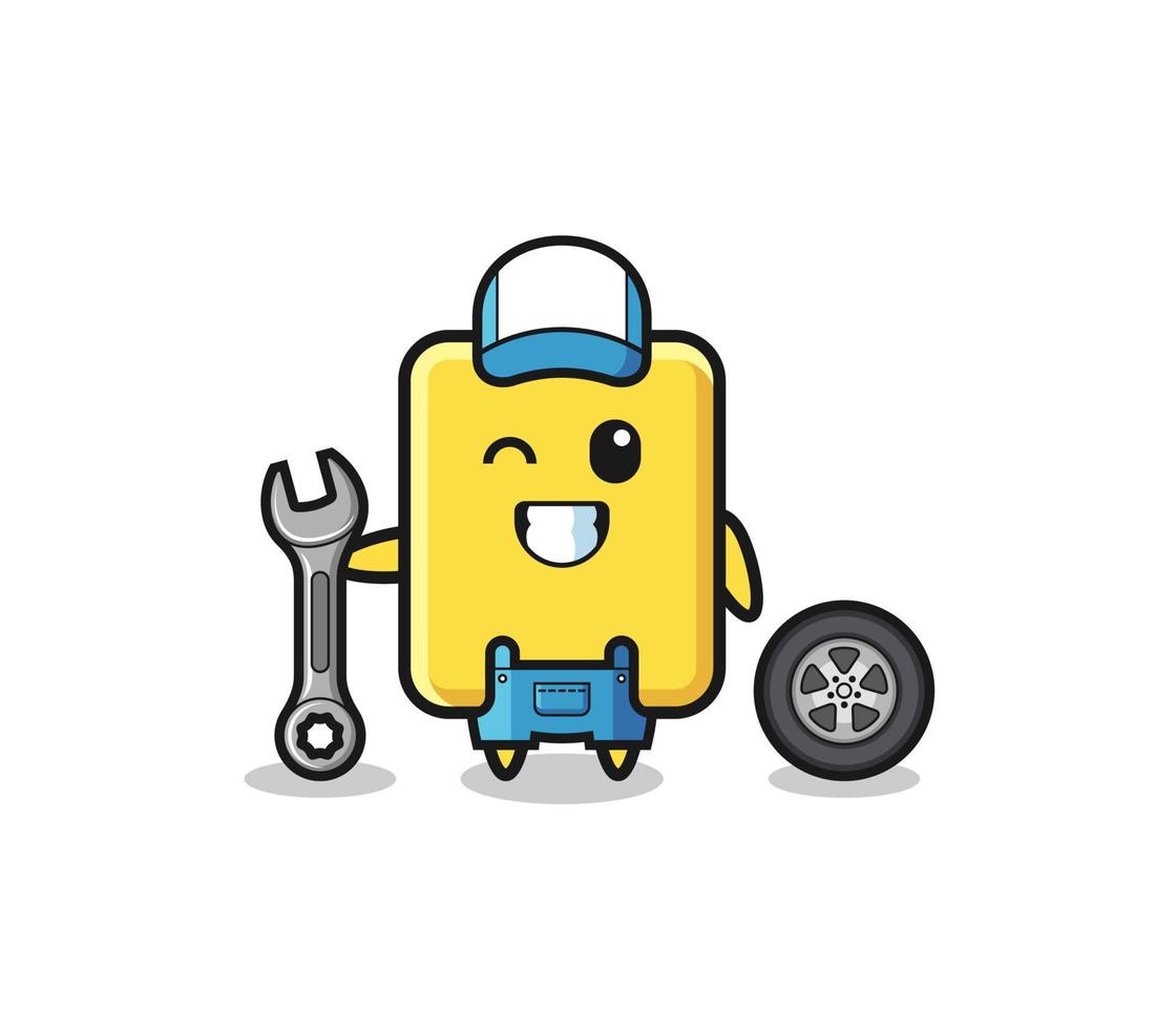 the yellow card character as a mechanic mascot vector