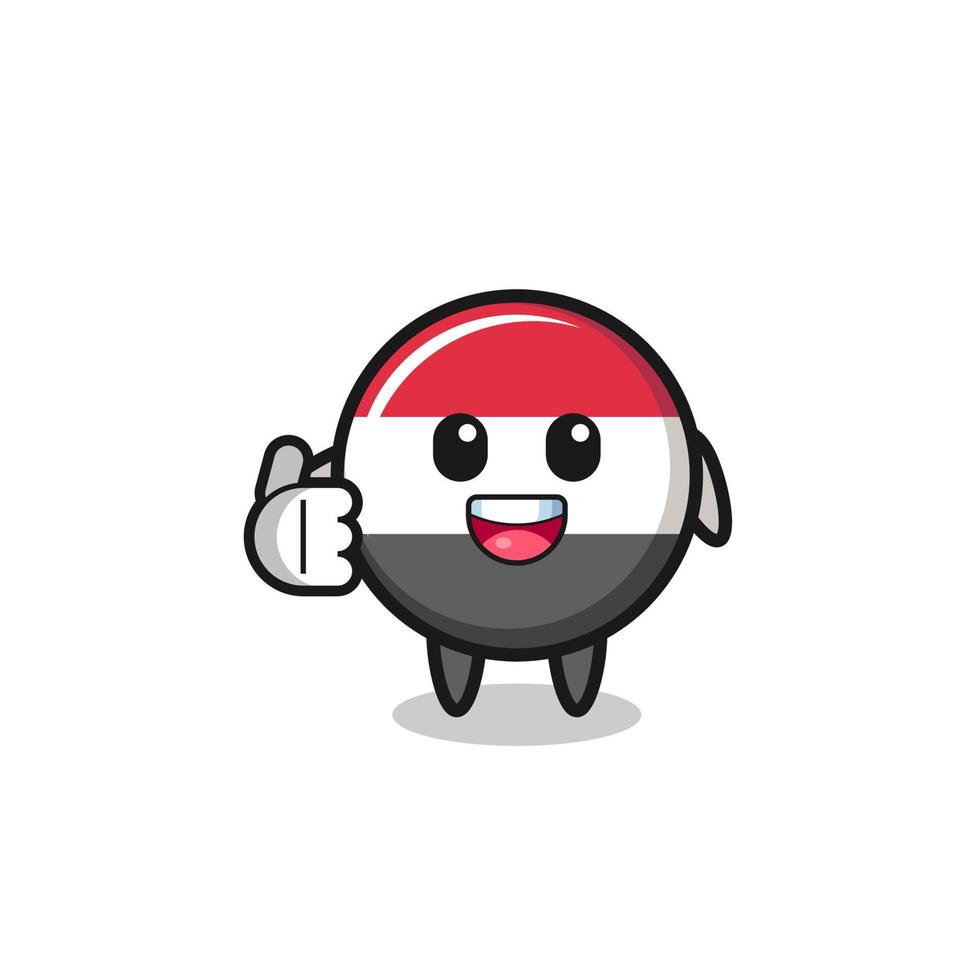 yemen flag mascot doing thumbs up gesture vector