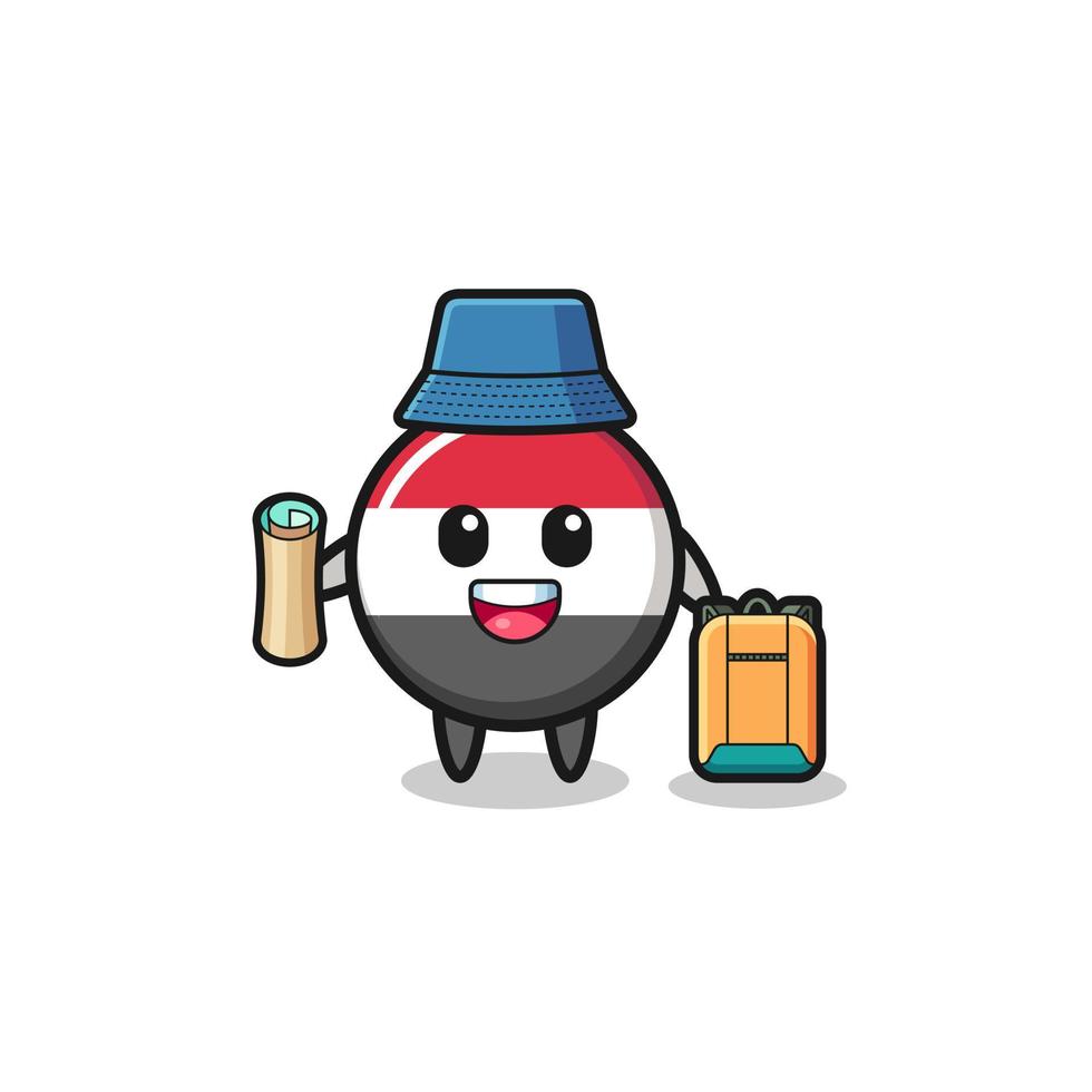 yemen flag mascot character as hiker vector