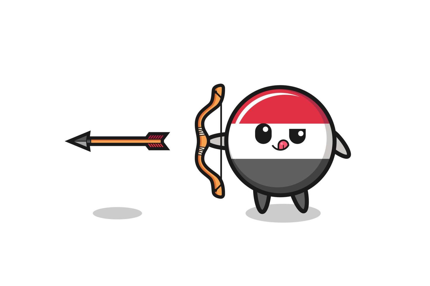 illustration of yemen flag character doing archery vector