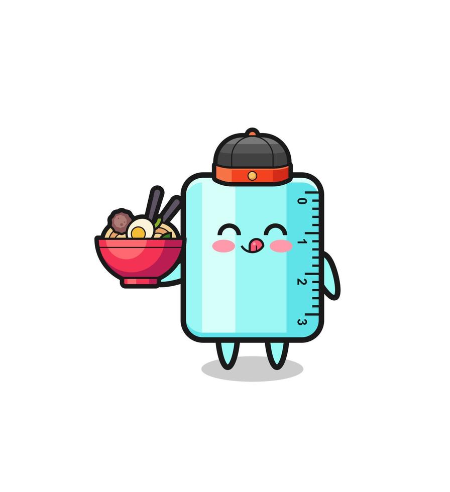 ruler as Chinese chef mascot holding a noodle bowl vector