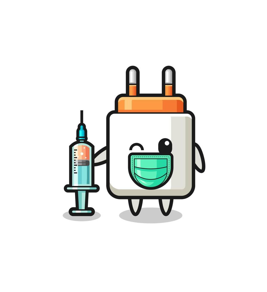 power adapter mascot as vaccinator vector