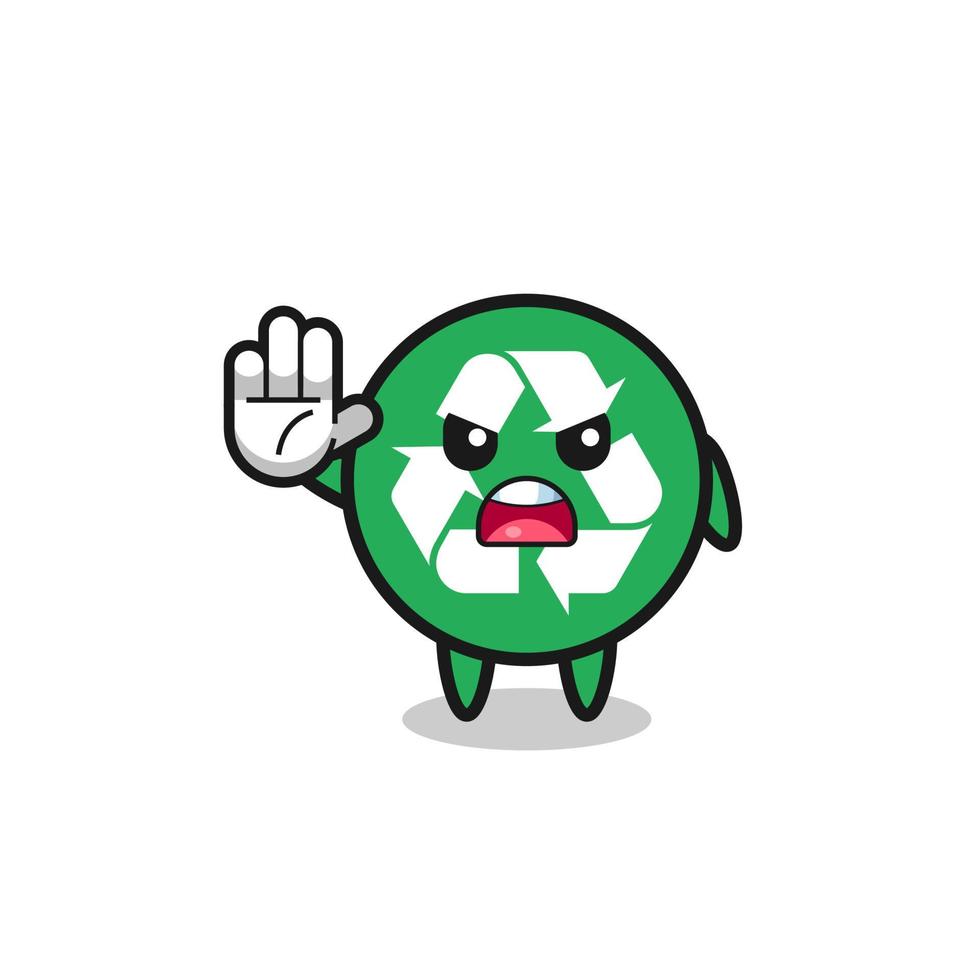 recycling character doing stop gesture vector