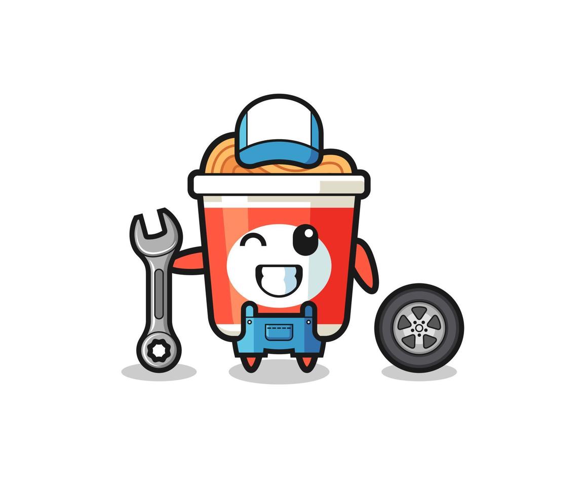 the instant noodle character as a mechanic mascot vector