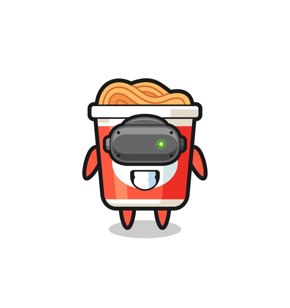cute instant noodle using VR headset vector