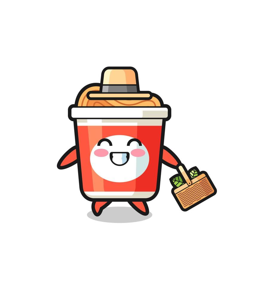 instant noodle herbalist character searching a herbal vector