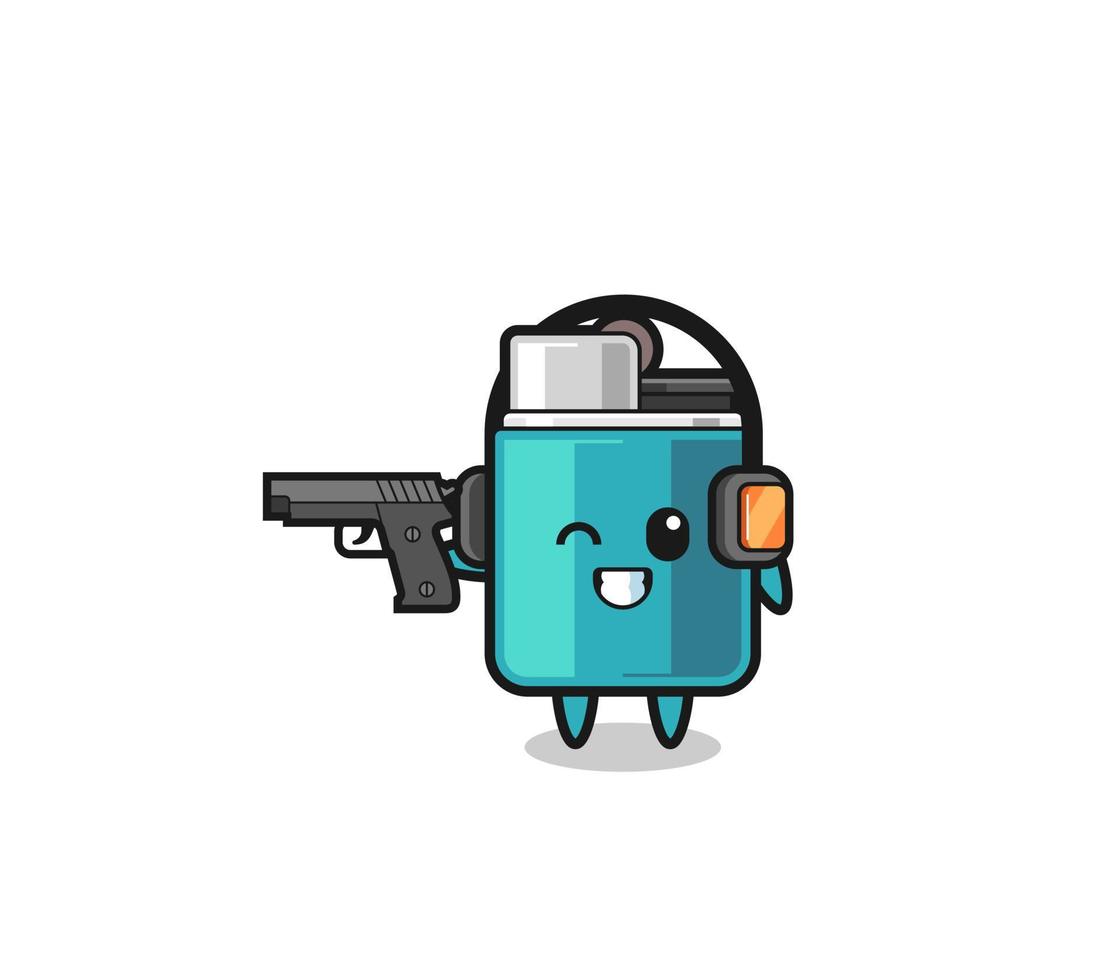 illustration of lighter cartoon doing shooting range vector