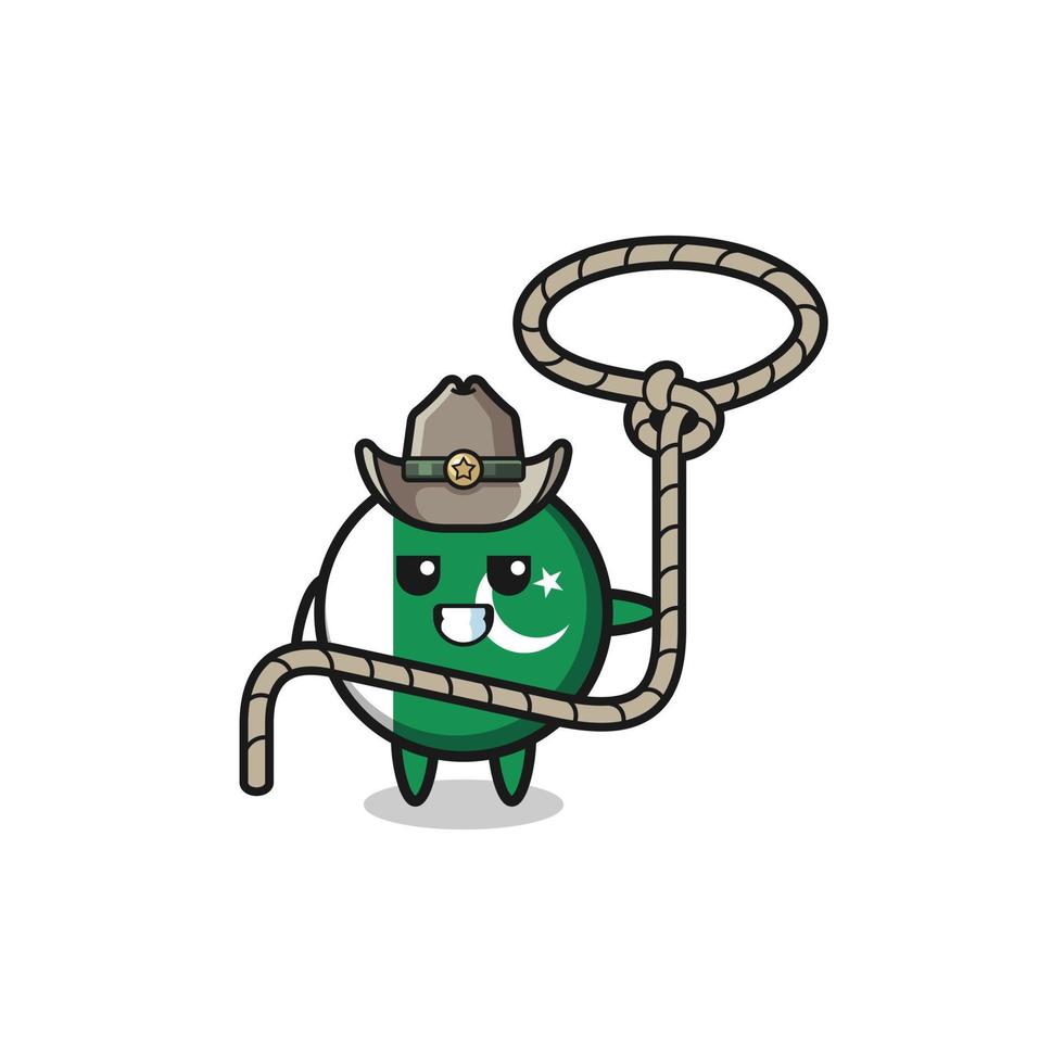 the pakistan flag cowboy with lasso rope vector