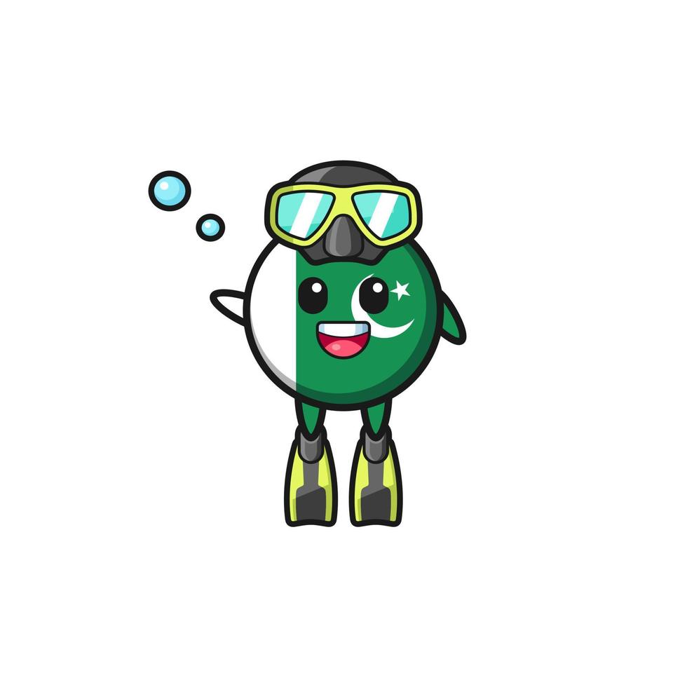 the pakistan flag diver cartoon character vector