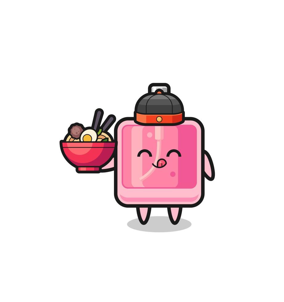 perfume as Chinese chef mascot holding a noodle bowl vector