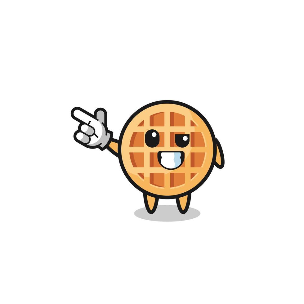 circle waffle mascot pointing top left vector