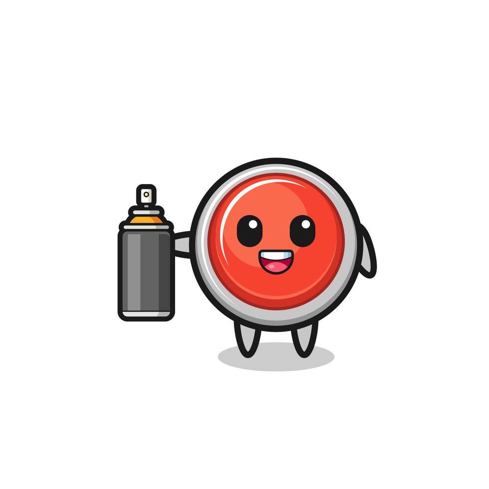 the cute emergency panic button as a graffiti bomber vector
