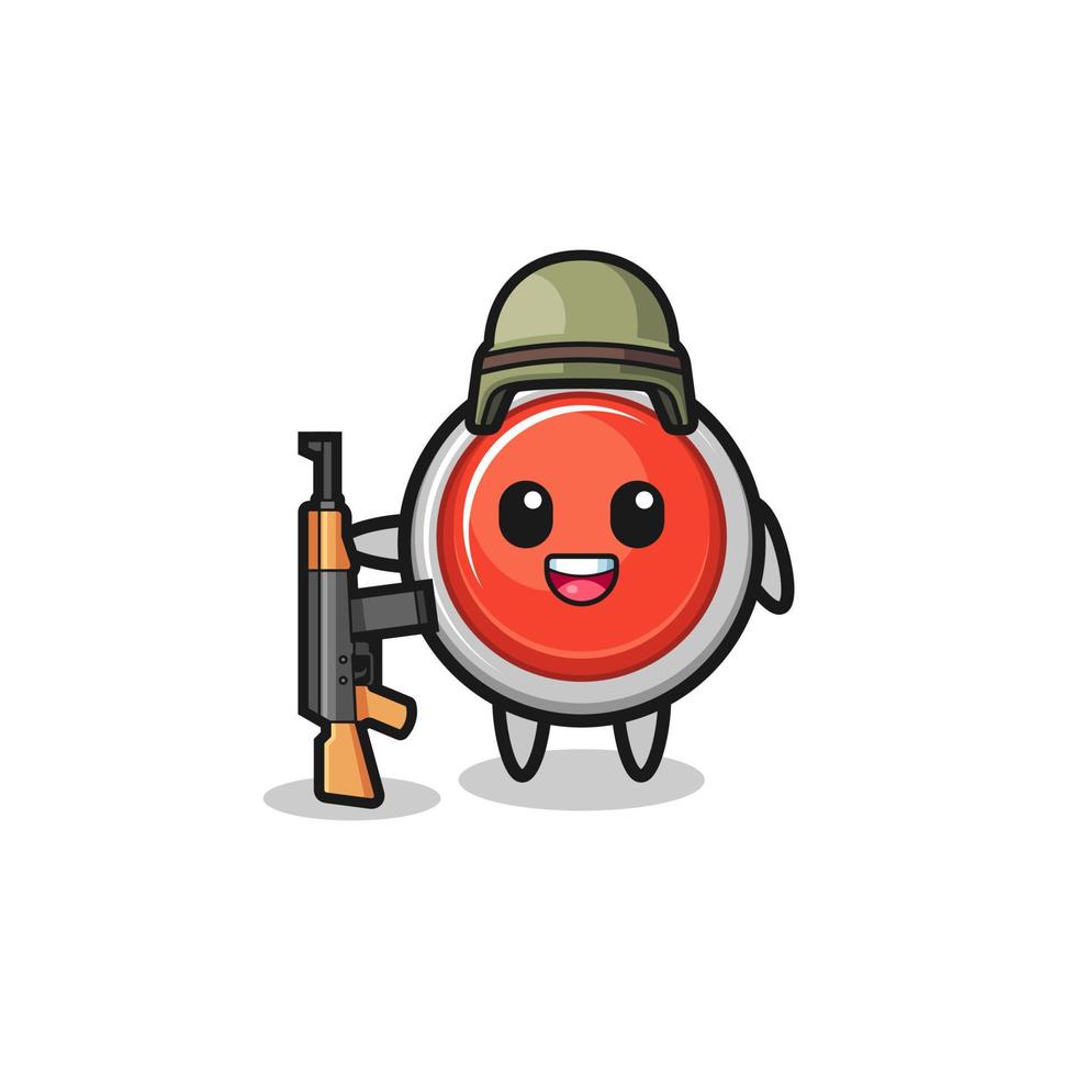cute emergency panic button mascot as a soldier vector