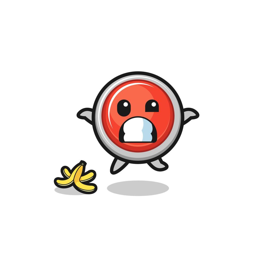 emergency panic button cartoon is slip on a banana peel vector