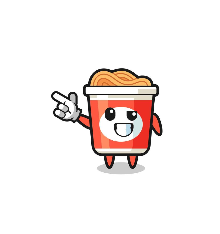 instant noodle mascot pointing top left vector
