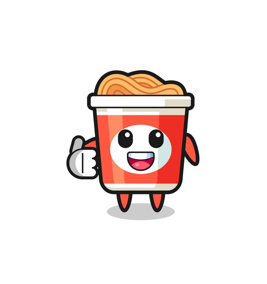 instant noodle mascot doing thumbs up gesture vector