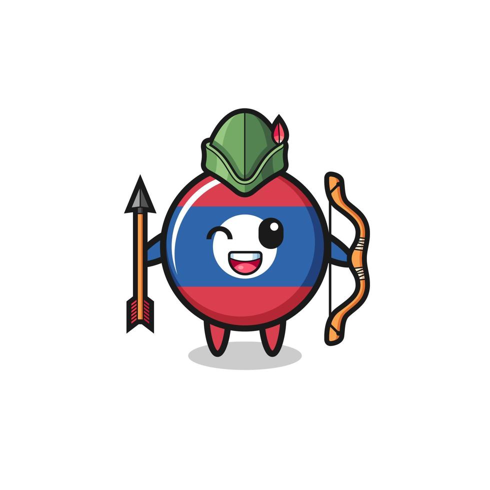 laos flag cartoon as medieval archer mascot vector