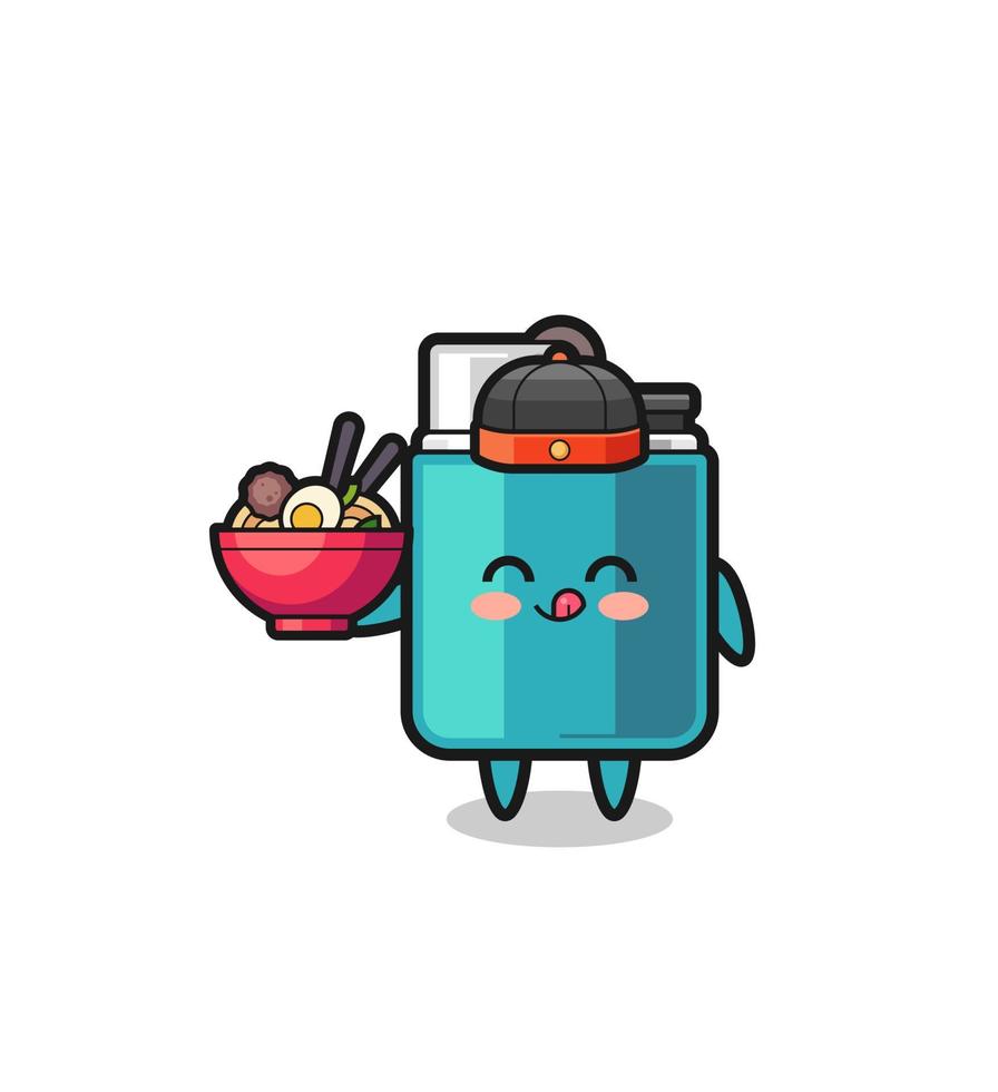 lighter as Chinese chef mascot holding a noodle bowl vector