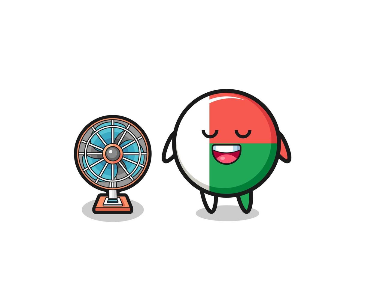 cute madagascar flag is standing in front of the fan vector