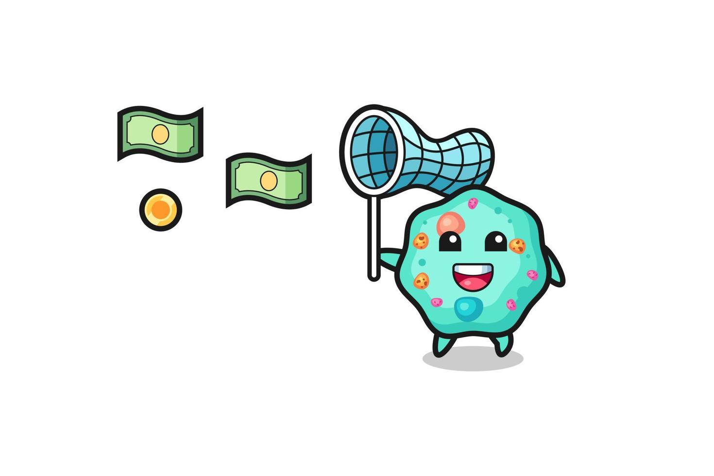 illustration of the amoeba catching flying money vector