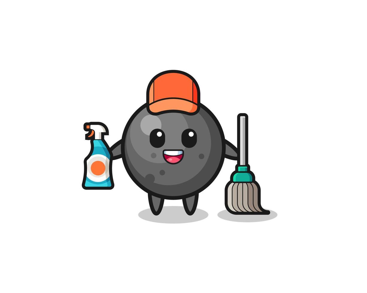 cute cannon ball character as cleaning services mascot vector